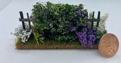 Quarter Scale Dollhouse Miniature Rose Garden Fence with Hollyhocks 1:48