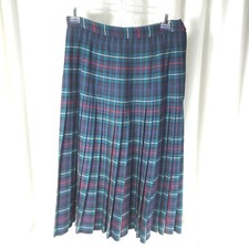 Aljean Womens Skirt Pleats Sz S/M Tartan Plaid 100 Wool Canada 1950s Metal Zip