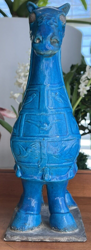 MCM Rimini Blu Ceramic Horse Sculpture on Base Vintage mid Century Decor - Picture 6 of 8