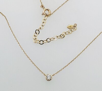0,10ctw Solitär runder Brillantschliff Diamant Einfassung Anhänger 14K Gelbgold