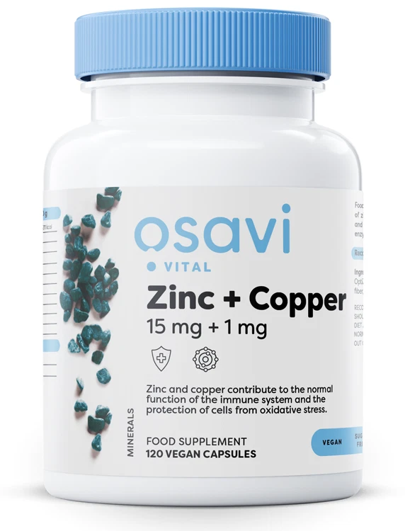 Osavi Zinc + Copper, 15mg + 1mg 120 vegan caps (Exp. 02/28)