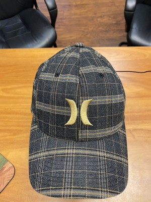 Hurley Black and Gold Plaid Flexfit 