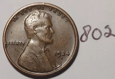 1924-S Lincoln Wheat Cent VF - XF   #802