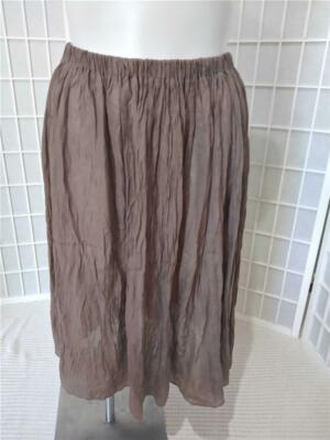 NEW First Choice Latte Brown L/XL or 2X/3X Sheer Crinkle Long Summer Skirt