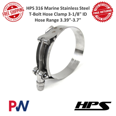 HPS Stainless Steel T-Bolt Clamp - 86mm To 94mm (Size #80) For 3-1/8 Inch Hose