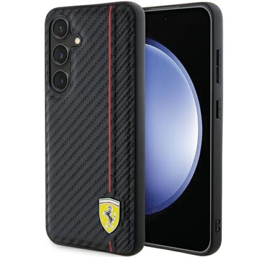 Handyhülle Case Galaxy S24 Plus Ferrari Carbon-Look schwarz Logo Metall - Bild 1 von 8