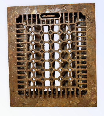 Antique Cast Iron Heating Grate Cover Vent Register Honeycomb 14 X 12” 