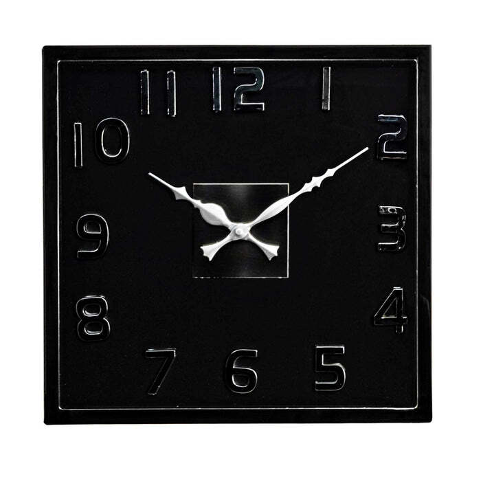 Black Stainless Steel Wall Clock w/ Arabic Numerals & Quartz Movement
