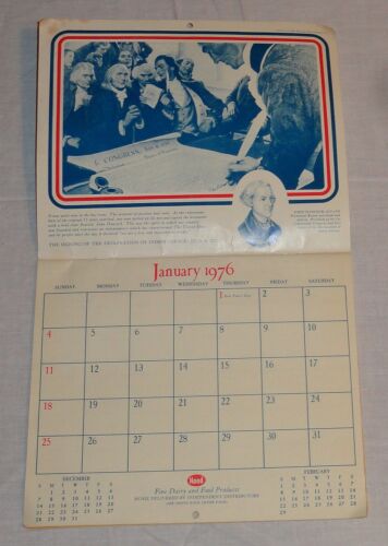 Calendario 1976 Hood Dairy Auguri Festivi Lo Spirito Del 76 Emissione Bicentenario - Foto 2 di 12