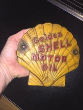 Shell Oil Sign Plaque Patina Garage Mechanic Collector Iron USA Car Truck Auto