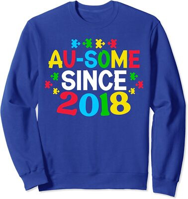 Autism Awareness Birthday 6 Year Old Toddlers Unisex Crewneck Sweatshirt