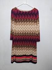 Eliza J Womens Sheath Dress Size 8 Geometric Pink Pull Over Elbow Sleeve Jersey