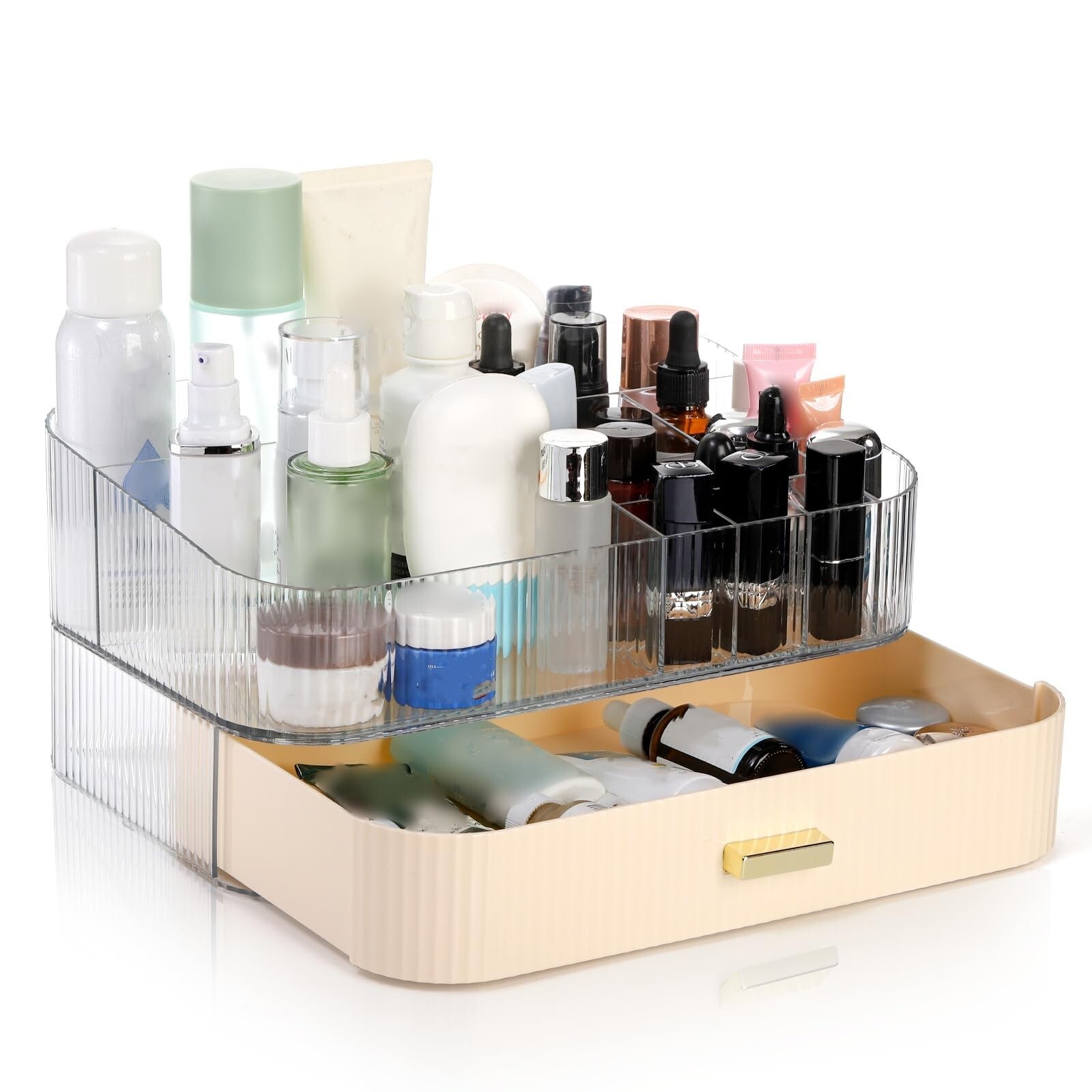 Clear Makeup Organizer with Drawer, Skincare Cosmetic Storage Display Case fo...