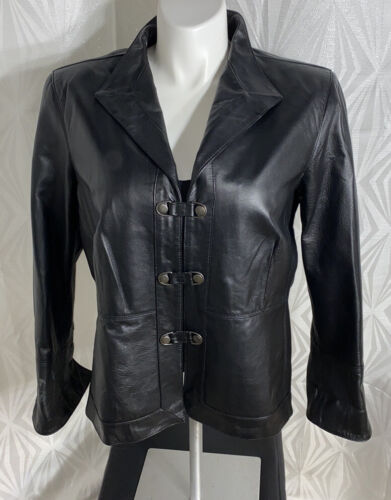 Pamela McCoy Black Genuine Leather Jacket W/Bell S