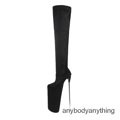 35-47 Übergröße 30 cm super hoher Stilettoabsatz Damen & Plateau Overknee Stiefel Reißverschluss - Bild 6 von 31