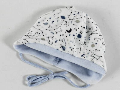 maximo Babymütze Säugling 37 weiss mit Bindeband Ohrenschutz Jungen Mütze