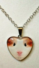 Guinea Pig or Hamster Silver Heart Alloy 22" Necklace Pendant Jewelry