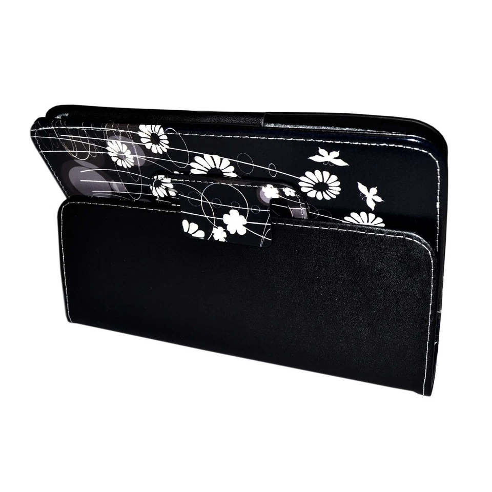 CASE FOR SAMSUNG GALAXY TAB 3 7" BLACK WHITE BUTTERFLY FLOWER PU LEATHER COVER - Image 4 of 4