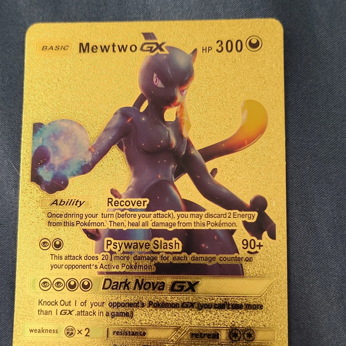 Pokémon Mewtwo GX Promo Gold Metal Holo Sm SM196 190HP Psychic