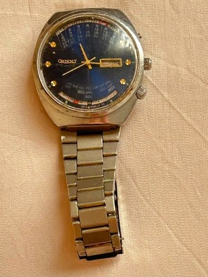   **Vintage Orient Multi-Year Calendar Automatic Watch Y469672-4A Blue Dial 21J.