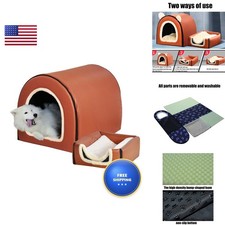 FOUIYIUTU Dog Bed Pet House 2XL Brown Faux Leather for Large Dogs