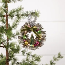 4" Ragon House Bead Tinsel Wreath Tree Ornament Retro Vtg Christmas Decor