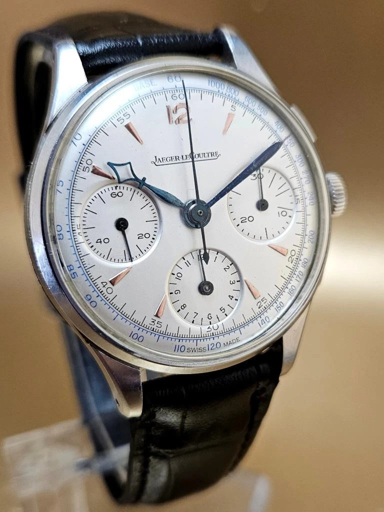 Jaeger LeCoultre — VINTAGE JAEGER LECOULTRE CHRONOGRAPH  MAN. WINDUP MOVEMENT 1940 WRISTWATCH !!