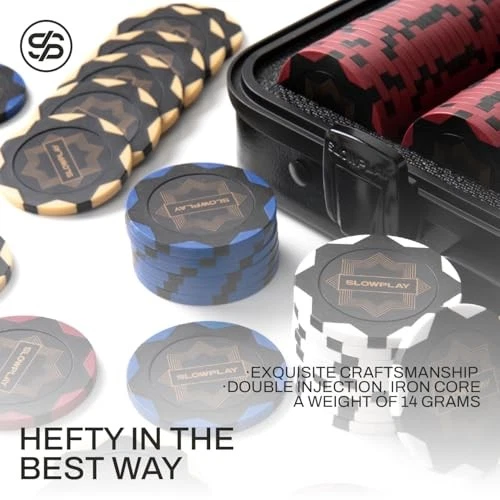 SLOWPLAY Nash Pokerset, 500 Poker Chips ohne Werte | Profi pokerchips aus Ton - Bild 4 von 4
