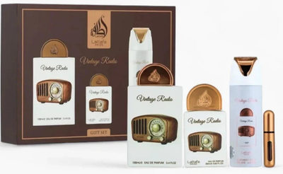 Lattafa Pride Vintage Radio 3 PC Gift Set 3.4 Oz Spray Mini Spray