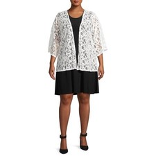Rachel Womens Lace Kimono Dress twofer Black/white Size 1X