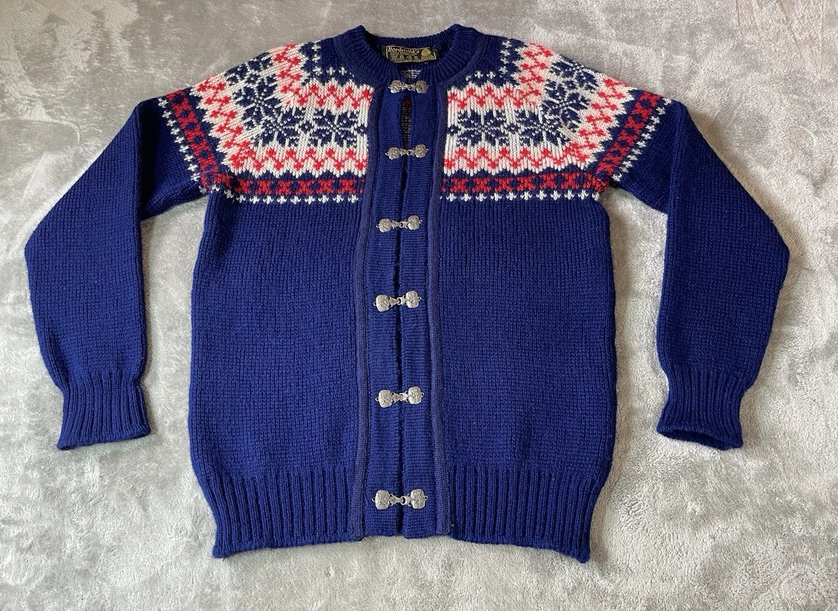 Cardigan Vintage NORDIC NORWAY En Laine - Taille M (40), Motif Fair Isle, Fait En Norvège