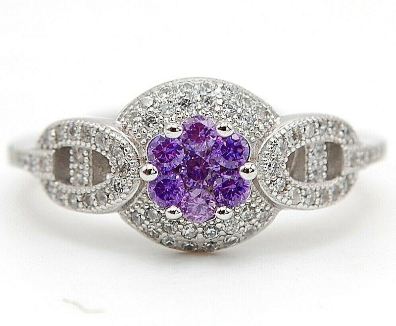 2CT  Amethyst 925 Solid Sterling Silver Ring Jewelry Sz 6 &2-4