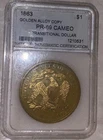 Mint Condition Seated Liberty One Dollar $1 Gold Alloy coin PR 69 Cameo 1863