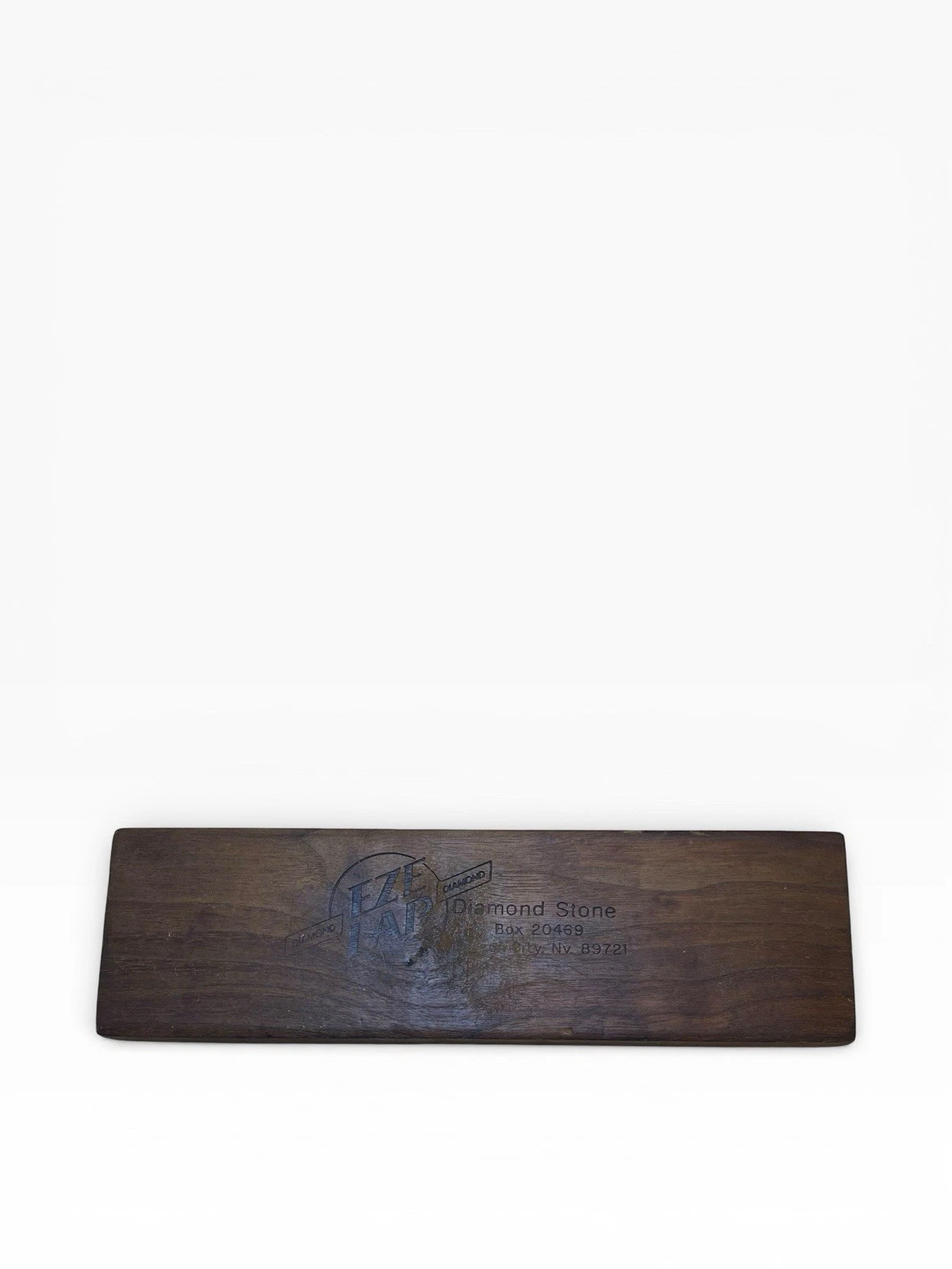 VINTAGE EZE-LAP Diamond Sharpening Stone Bench Hone Wood Base Knife Tool USA