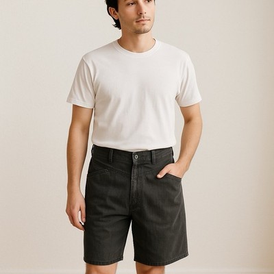 Marithe François Girbaud Denim Shorts Mens 42 Gray Baggy Y2K Streetwear Retro