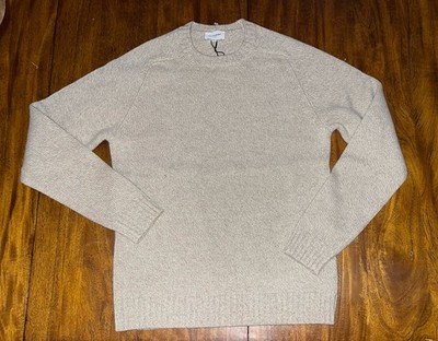 Men s NWT Octobre Editions Italy 100% Wool Beige Crew Sweater Sz Medium