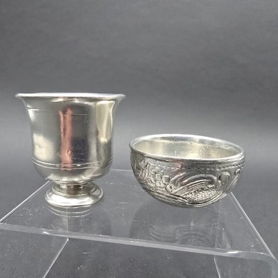 Norwegian Askvoll Brug Stopt Cast Pewter Stoup Pedestal Goblet and Bowl Norway