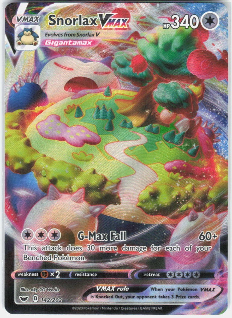 Pokemon Snorlax VMAX 142/202 NM Holo VMAX Rare Sword & Shield