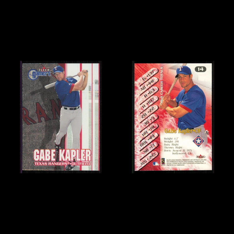 Gabe Kapler #14 2000 Fleer Gamers Texas Rangers Baseball Card MLB NM - Image 3 of 3