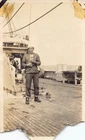 Vtg. Photo Sailor on Ship WWII Era U.S. Navy Military Uniform Original Snapshot