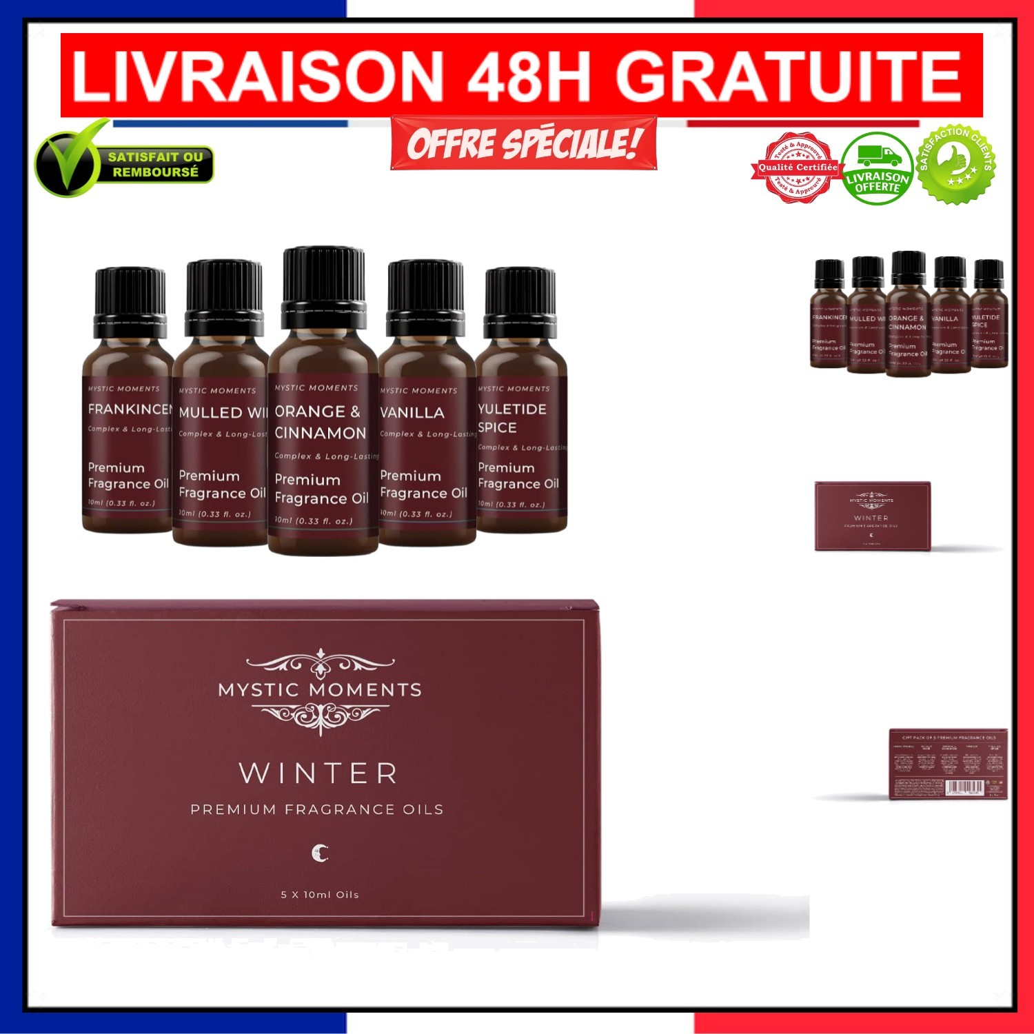 5 Huiles Parfumées en Coffret Cadeau pour Ambiance Hivernale Cosy