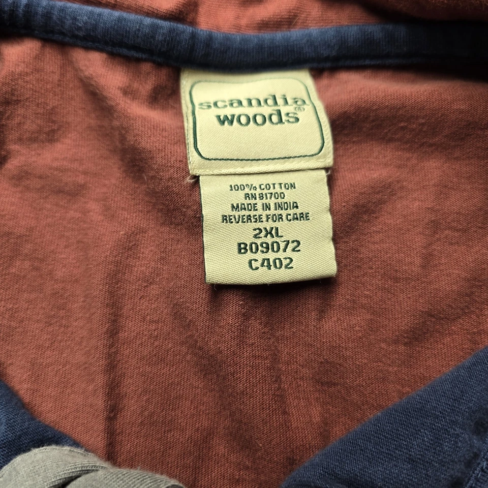 Scandia Woods Mens Polo Shirt 2XL Red Blue Colorblock Short Sleeve Cotton Casual - Image 2 of 4