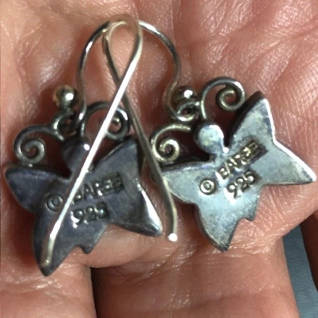 Brincos borboleta prata esterlina 9359 BARSE incrustação turquesa 925 gota de 1,2 pol. - Imagem 3 de 3