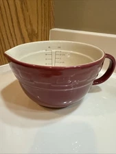 Longaberger Pottery Woven Traditions Red Measure Cup Small Batter Bowl 3 Cup NEW