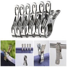 6 Pcs Stainless Steel Laundry Clips Large Windproof Clothes Pegs Hanger Clamp