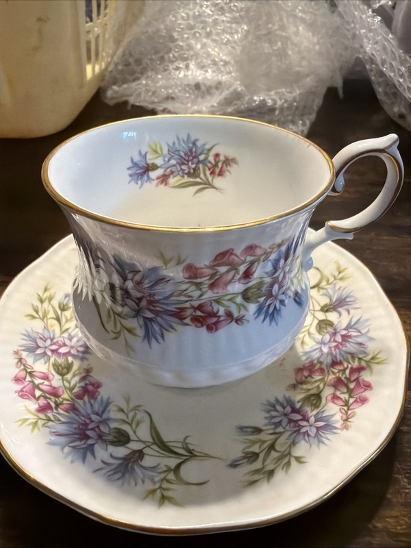 Queen's Fine Bone China Rosina China Co. Ltd. "Wild Flowers" tea cup & saucer