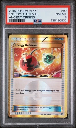 2015 POKEMON XY ANCIENT ORIGINS #99 ENERGY RETRIEVAL PSA 8