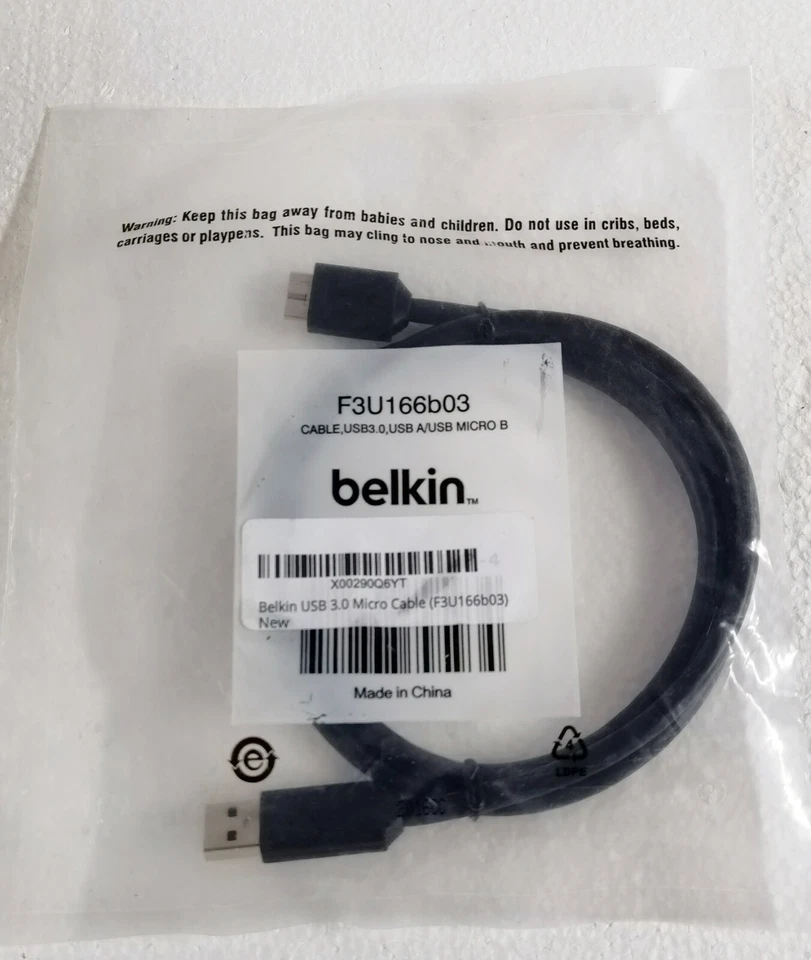Belkin USB 3.0 Micro Cable (F3U166b03)  Brand New, Sealed - Image 2 of 4