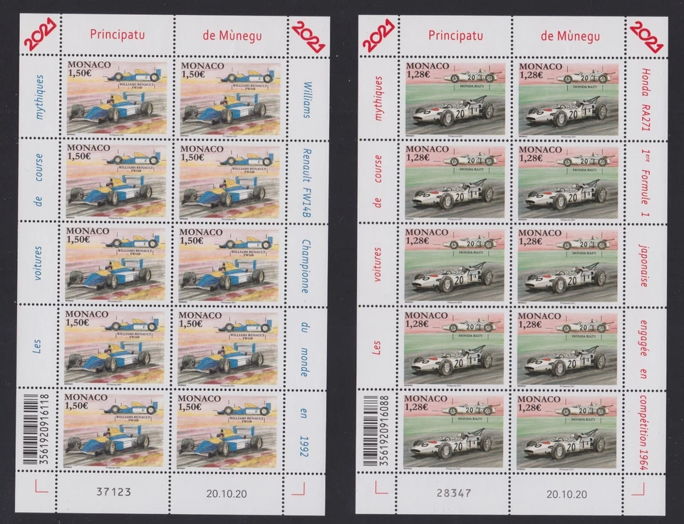 MONACO SERIE DE 2 MINI FEUILLES DE 10 TIMBRES NEUF** N° 3270 et 3271 - Photo 1/1
