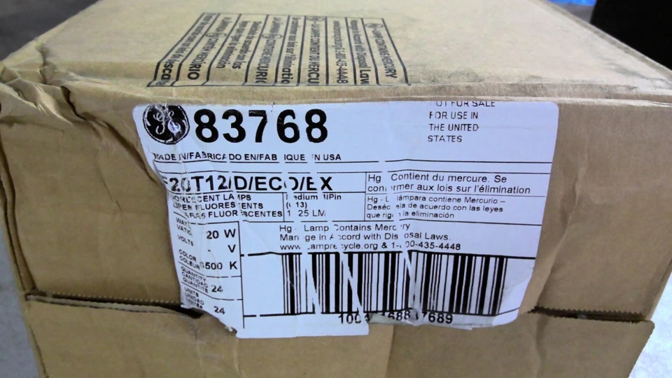 GE 83768 BOX OF 24 T12 FLUORESCENT LAMPS F20T12/D/ECO/EX 20W NIB - Image 2 of 2